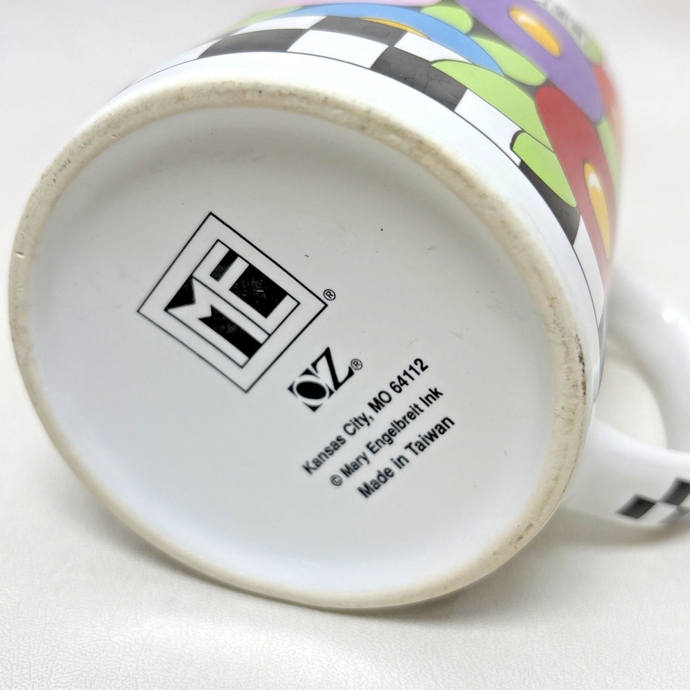 Vintage 90s Mary Engelbreit Bright Geometric Coffee Tea Mug Made In Taiwan Retro - Picture 5 of 7